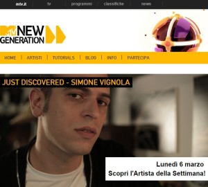 SIMONE VIGNOLA MTV NEW GENERATION